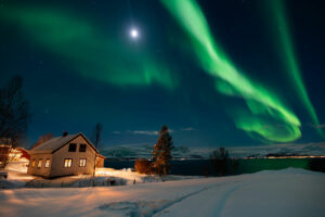 Spot au alentour de Tromsø pour admirer les aurores boréales sous un ciel complétement dégagé.